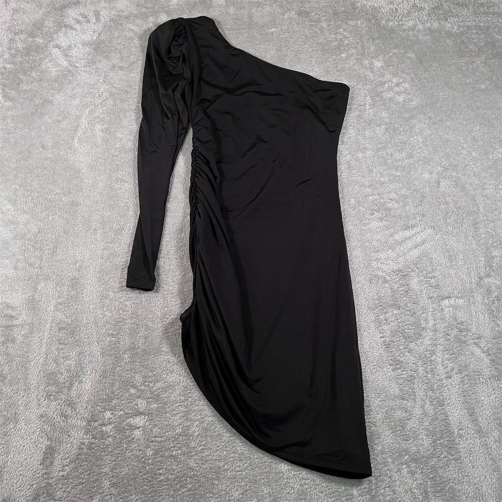 Lovers and Friends Dress Women's Small One Shoulder Black Ruched Bodycon Party‎